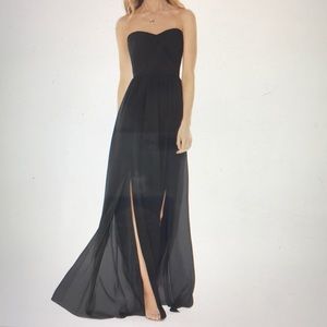 Black maxi chiffon dress strapless